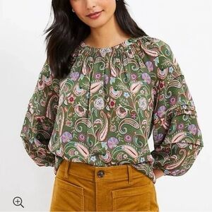 LOFT Paisley Green Blouse